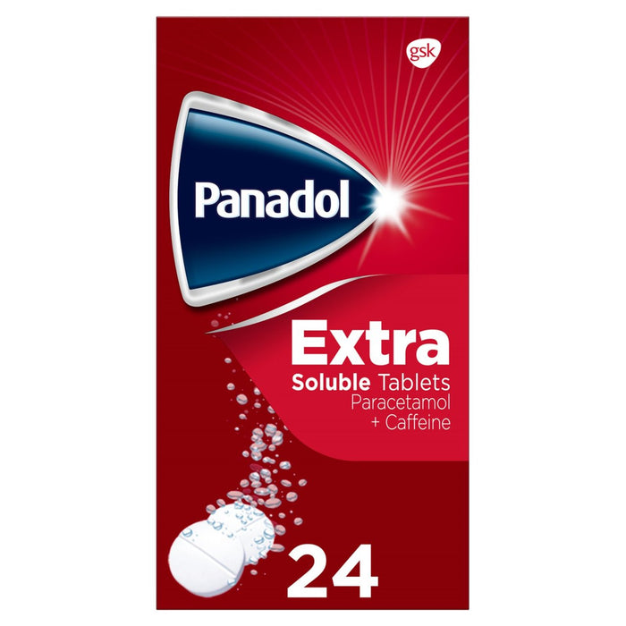 Panadol Extra Soluble 500mg Comprimés de caféine Paracetamol 24 par paquet
