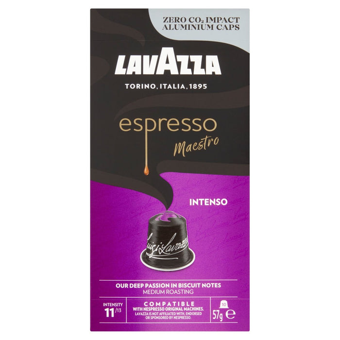 Lavazza espresso intenso aluminio cápsulas compatibles con nespresso 10 por paquete