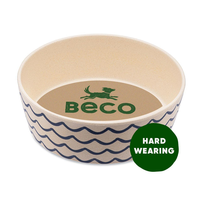 Beco Bambus Ozeanwellen Hund Fütterung und Wasserschale klein