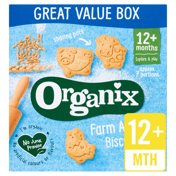 Organix Farm Animal Orgánica Biscos de bocadillos para niños pequeños 100G