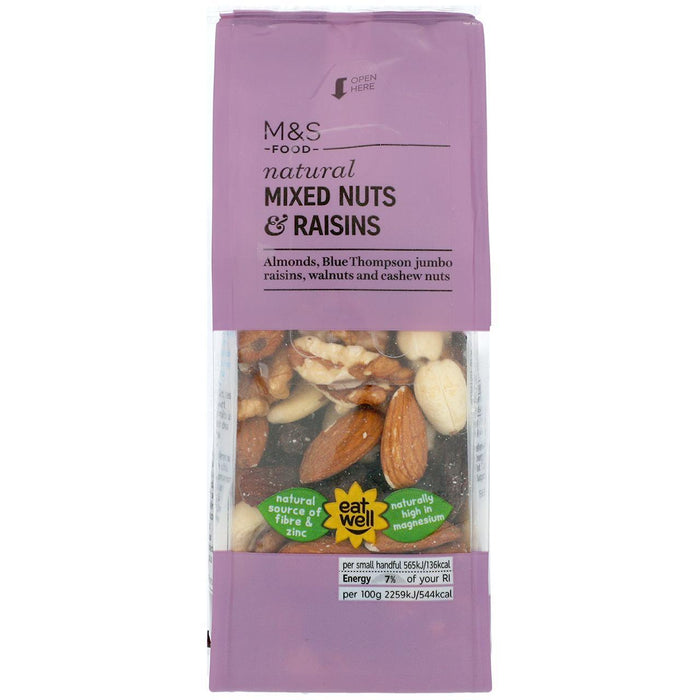 M & S natürliche gemischte Nüsse & Rosinen 150g