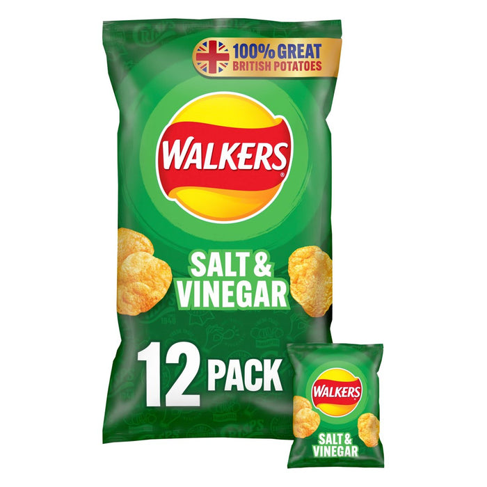 Walkers Salt & Vinagar Crisps multipack 12 por paquete